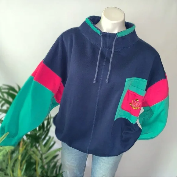 v i n t a g e :: Vibrant Slouchy Funnel Neck Sweatshirt